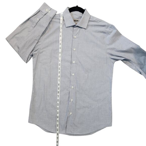 Unlisted by Kenneth Cole Button-down Dress Shirt, Slim Fit 15/15.5 Blue White - Picture 6 of 11
